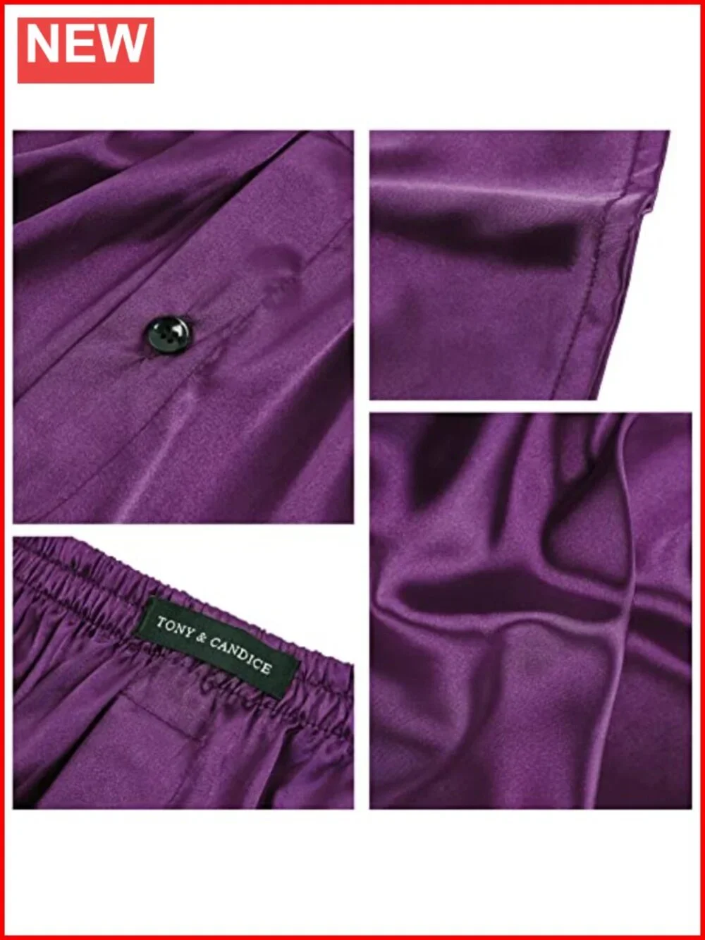 Satin Boxer Briefs Pack with Button Fly, Silky Feeling Sleep Shorts